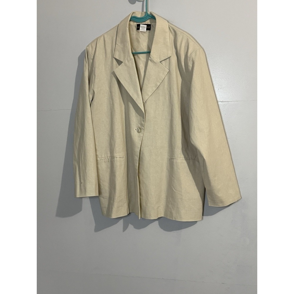Salon‎ Studio Classic Coastal Single Button Linen Blend Women Blazer Jacket XL